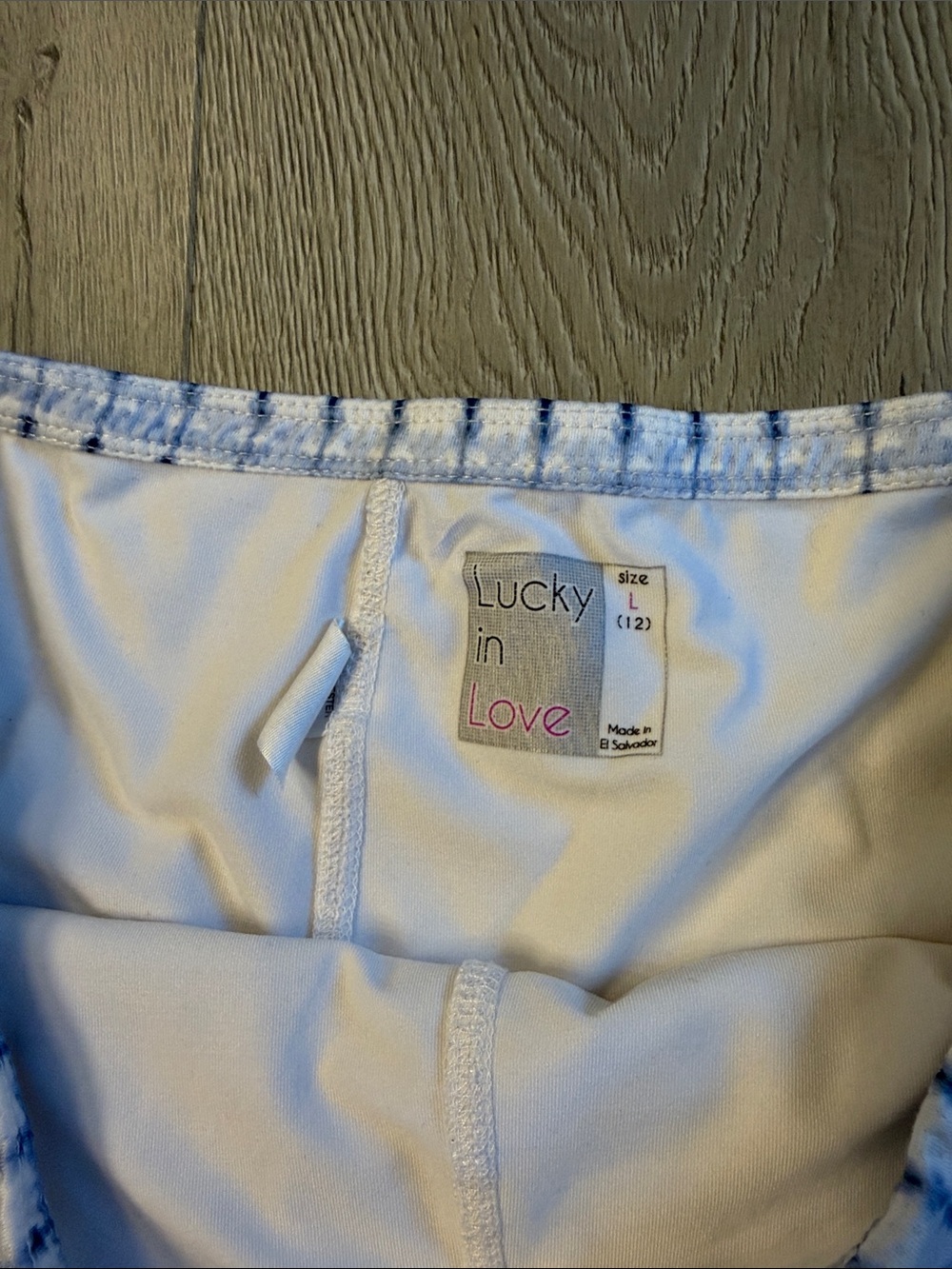 Lucky in Love Blue and White Tiered Tennis / Running Skirt with Pink Edge - Picture 2 of 4